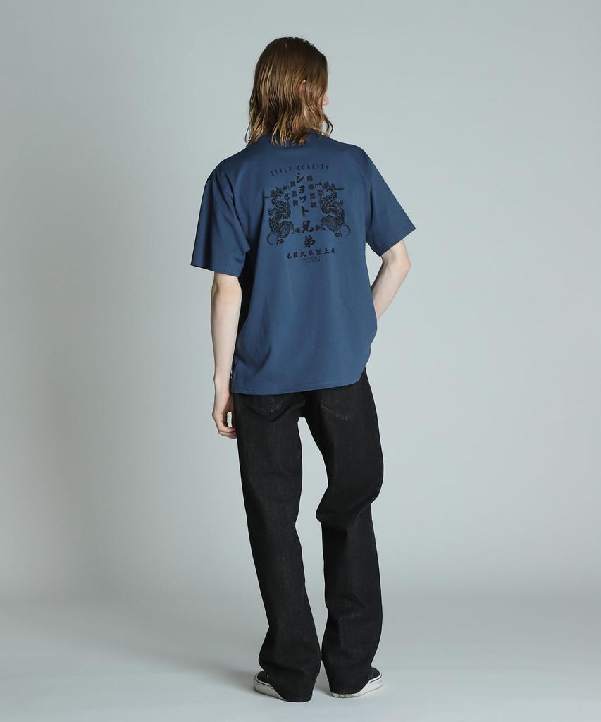 Schott DRAGON ADVERTISEMENT T-SHIRT, Men's, Size S (120), Navy, 782-4234001