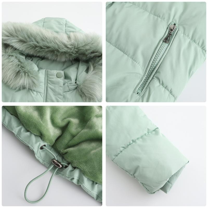 Autumn and Winter Warm Cotton Coat for Women Short Style Plus Velvet Long-sleeved Cotton Coat with Detachable Hood
