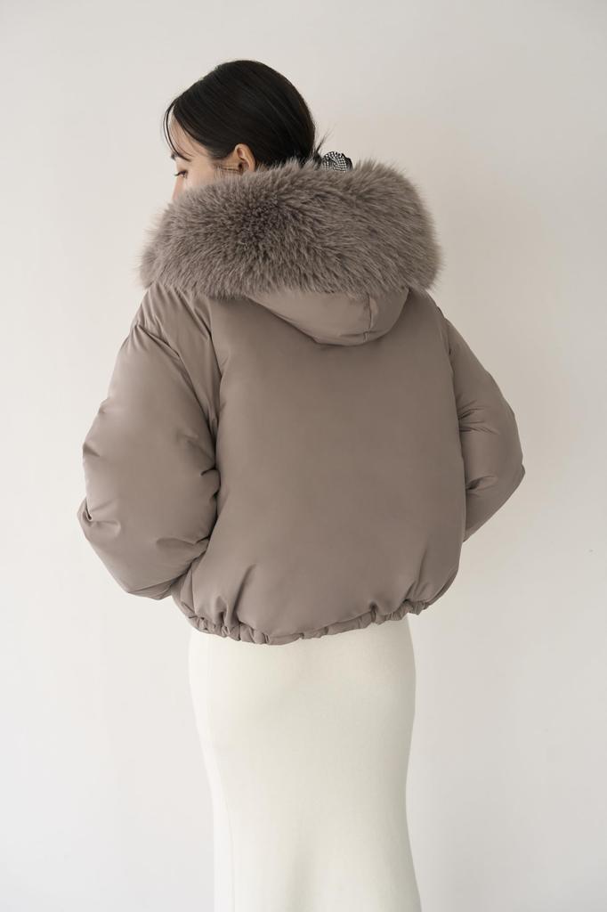 Hooded fur short down jacket SWFC245002MOCF