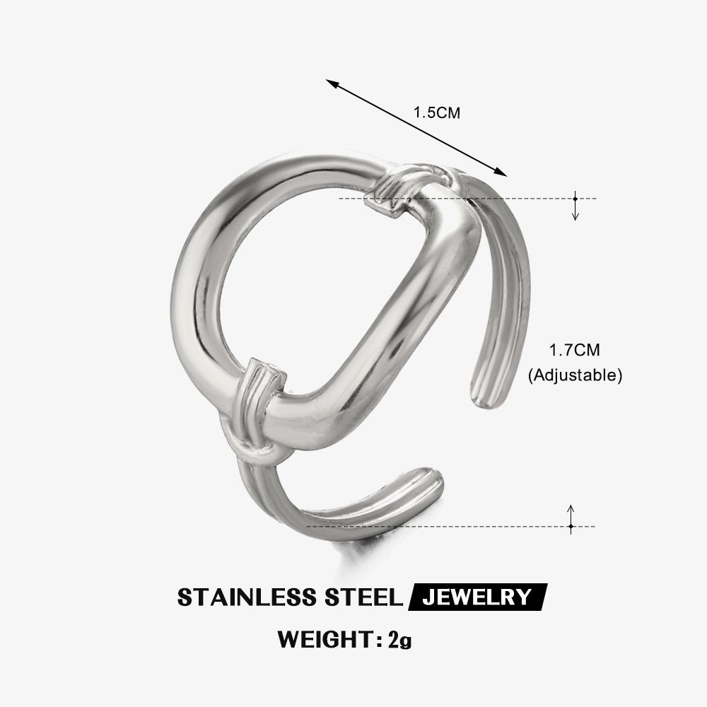 

Fashion Minimalism Hollowed-out Geometric Square Adjustable Opening Rings for Women Stainless Steel Ring Daily Versatile Jewelry resizable