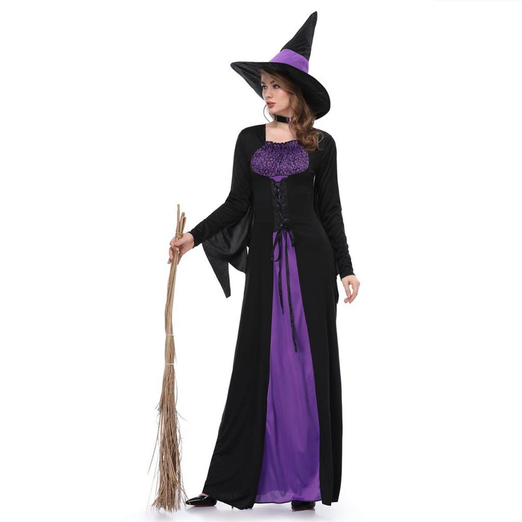 Women's Vintage Purple Skeleton Witch  Performance Costume Witch Dress