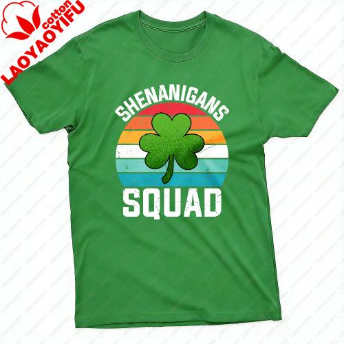 Shenanigans Squad Clover Design Summer Unisex TShirt Vintage Style Casual Wear St Patricks Day Festivals Perfect Gift Tee Tops