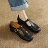 Fashion New Spring/summer Mary Jane Shoes Genuine Leather Shoes for Women Fashion Belt Buckle Round Toe Women Pumps Chunky Heels Shoes