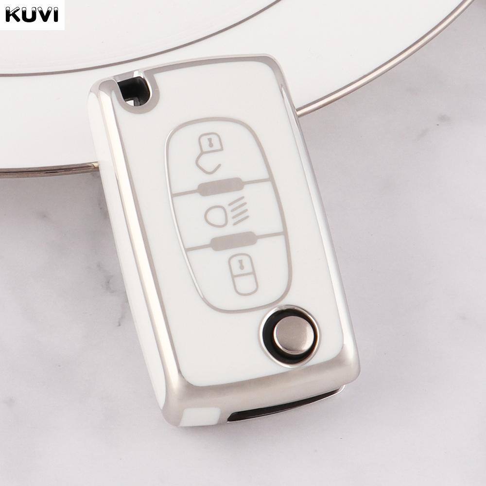 TPU Etui Klapka Pokrowiec na Kluczyk Samochodowy Dla Citroen C2 C3 C4 C5 C6 Xsara Berlingo Dla Peugeot 207 307 308 407 607 807 Ochraniacz Brelok