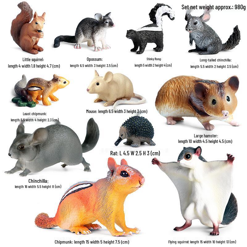 Simulation Animal Model Toys - Mouse, Marmot, Flying Squirrel, Naked Mole Rat, Squirrel, Weasel, Golden Hamster Ornaments