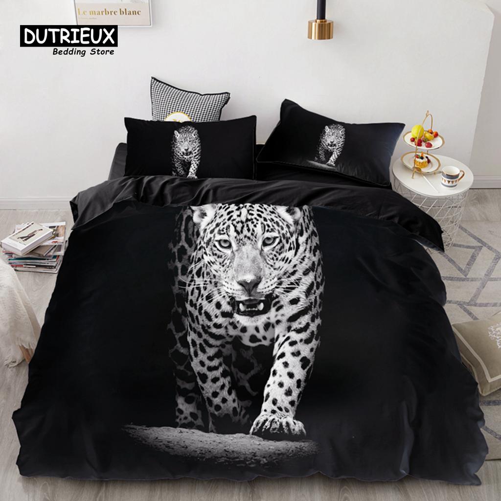 3D Wolf Space Duvet Cover Tiger Lion Animal Pattern Bedding Set Light And Dark Meet Wolf Moon Comforter Cover With Pillowcases