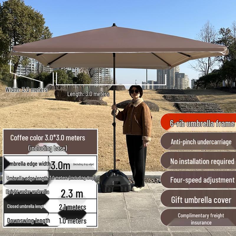 Large Outdoor Commercial Parasol - Thickened Square Patio Umbrella Tent