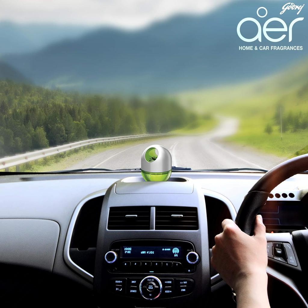 Godrej Aer Twist Car Air Freshener Fresh Lush Green 45 G Long Lasting Gel Diffuser For Dashboard And Cup Holder