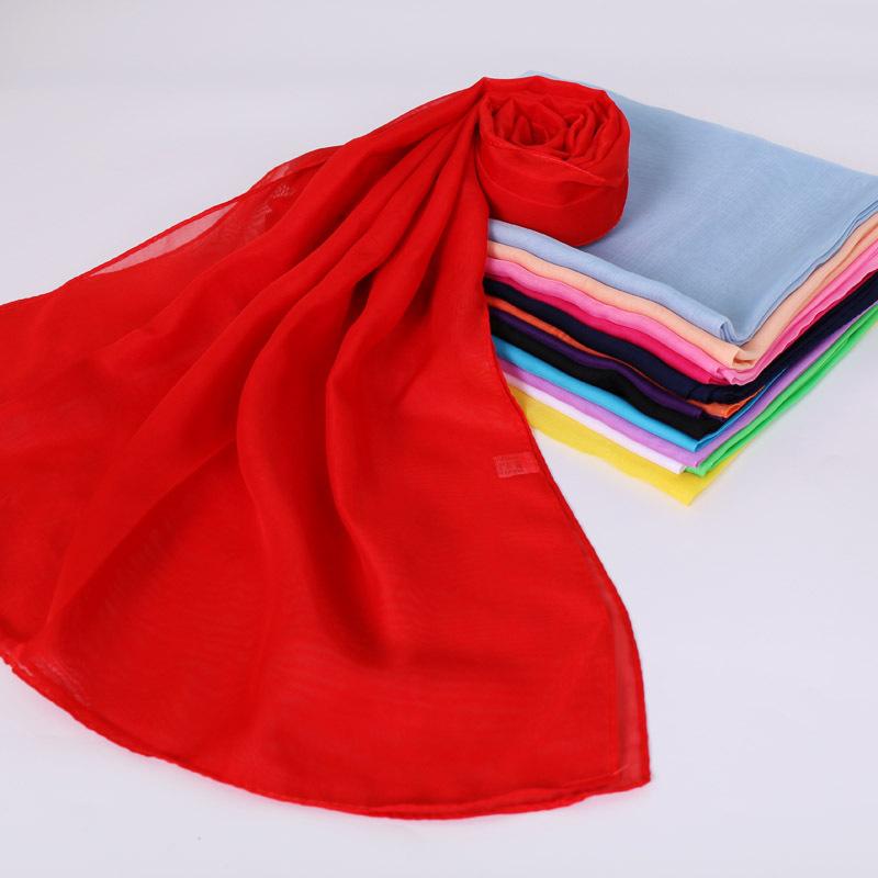 Thin Chinese Red Solid Chiffon Small Silk Scarf  Souvenir  Small Gift  Thin Big Red Women's Gauze Scarf