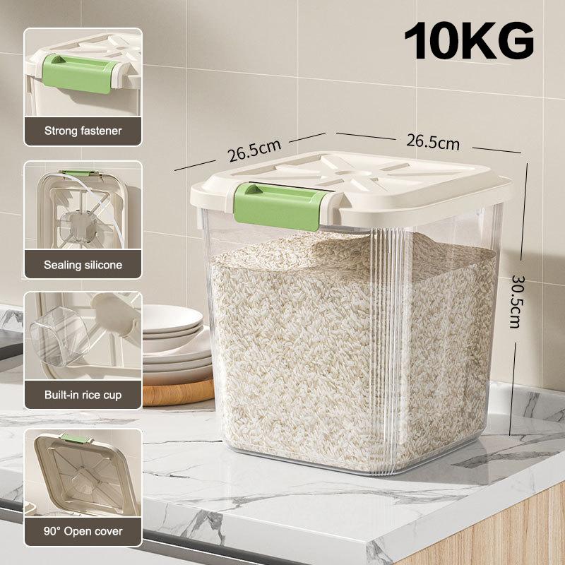 5/10/15Kg Rice Container Rice Storage Box Sealed Cereal Dispenser Insect Proof Pet Food Container Kitchen Organizer
