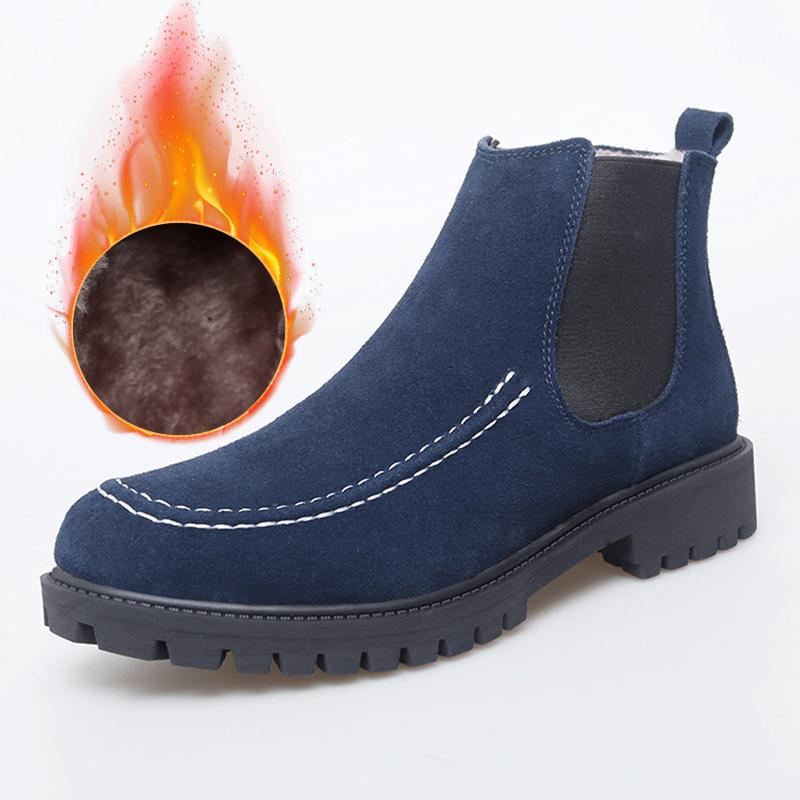 

Мужские ботинки челси, нескользящие зимние ботинки из искусственной замши, с круглым носком, на платформе, теплые короткие ботинки, размер 38-47 47