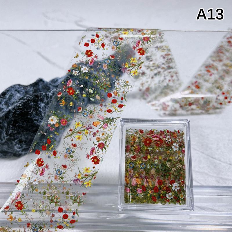 1Pcs 100cm Flower Rose Nail Transfer Foils Sticker Paper Floral Stickers Nails Wraps Tulip Nail Art Stickers Decal Nail Art