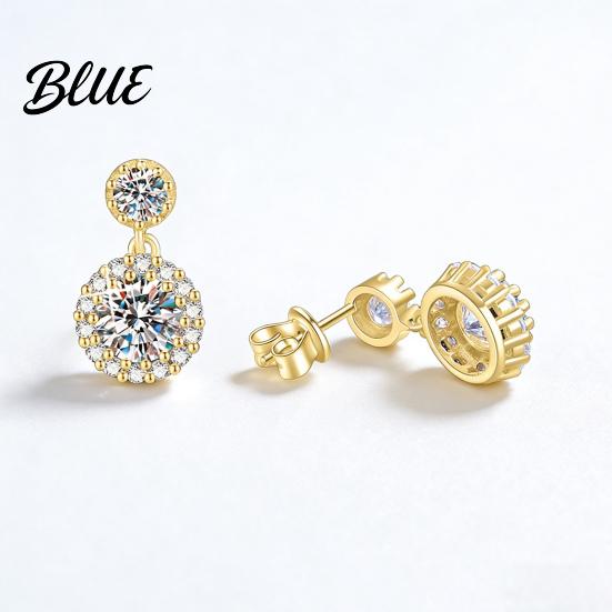 Earrings 1 Pair Stud White Cubic Zirconia Stones Ear Studs