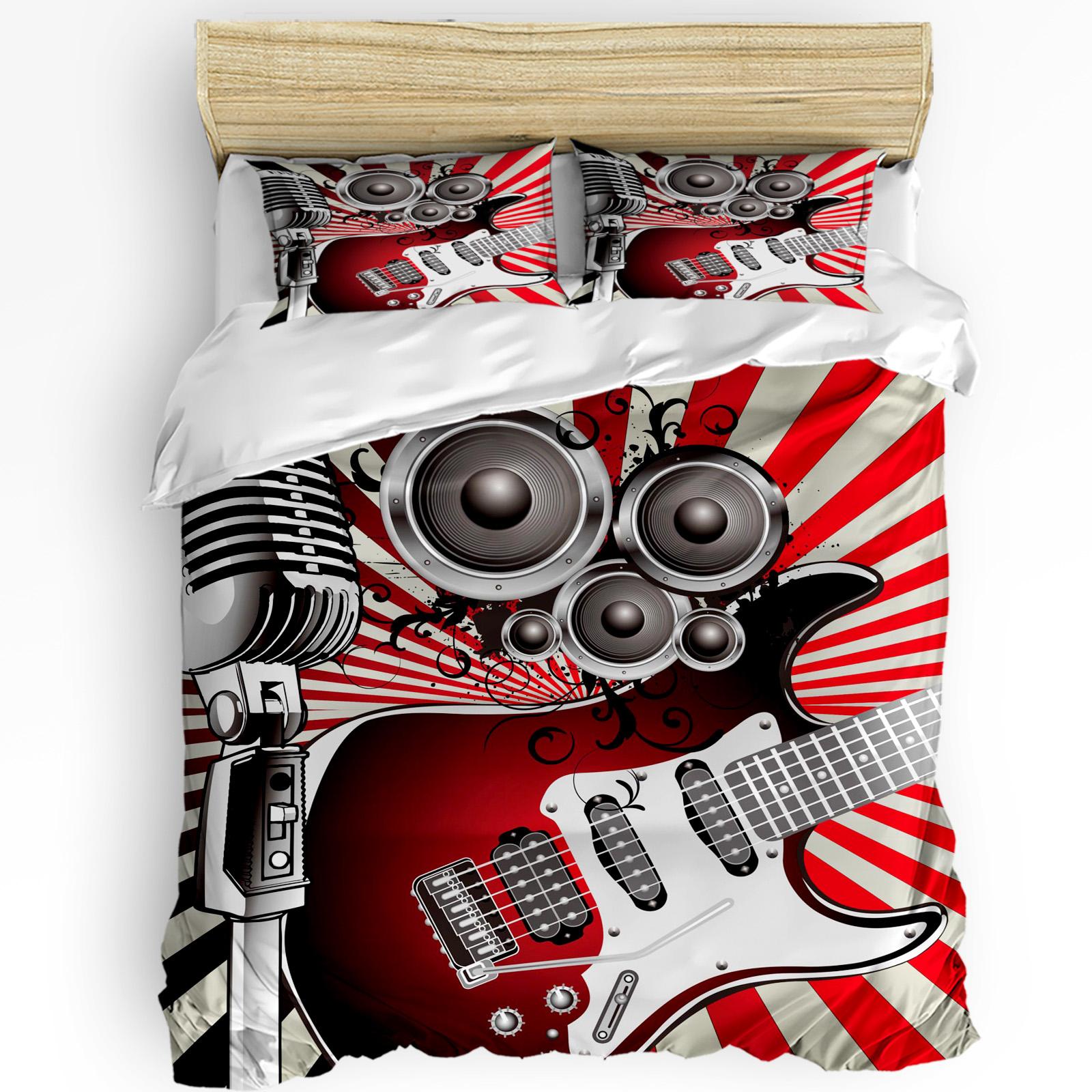 

Guitar Bedding Set For Bedroom Bed Home Musical Instruments Set Pattern With Various Acous Duvet Cover Quilt Cover Pillowcase EU single(135x200cm)
