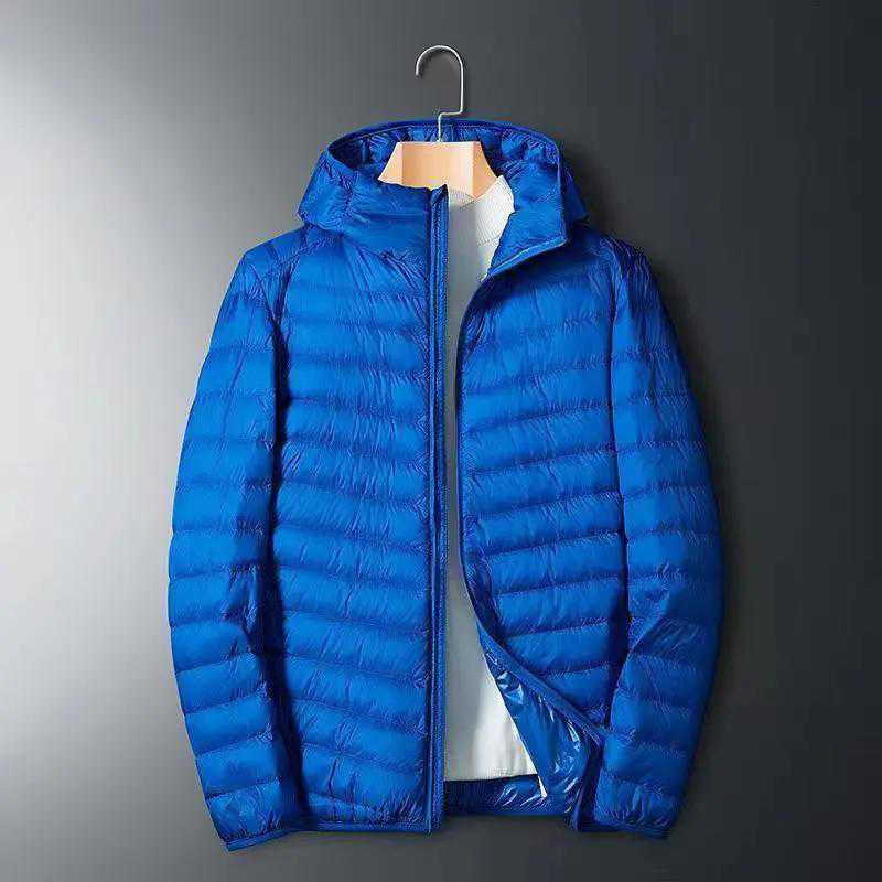 Men's Large Lightweight Casual Cotton Jacket with Short Stand Collar and Hood