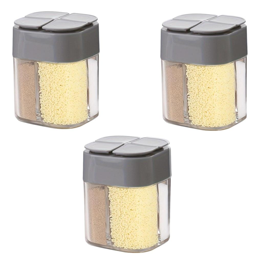 4in1 Camping Seasoning Shaker Multi-Purpose Spice Jar with Lid 4-Compartment For Outdoor BBQ Cooking Salt Pepper Storage Box