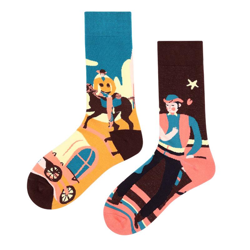 Mandarin Duck Men's and Women's Socks Original AB Trendy Socks Medium High Tube Socks Flower Fruit Animal Cartoon Cotton Socks