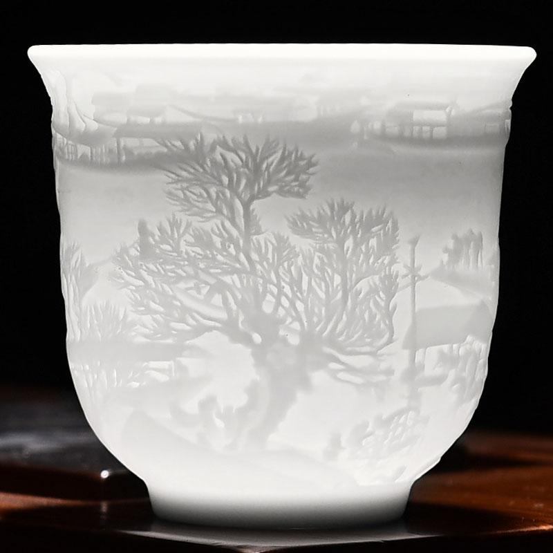 

Винтажная белая переносная керамическая чашка для чая, китайская резьба, резная чашка для чая, кунг-фу, да Гонконг, набор для чая улун, 160 мл, 220 мл 200-400ml