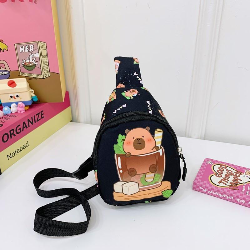 Capybara Cartoon Cute Shoulder Bag Breathable Fabric Toddlers Girl Travel Bags