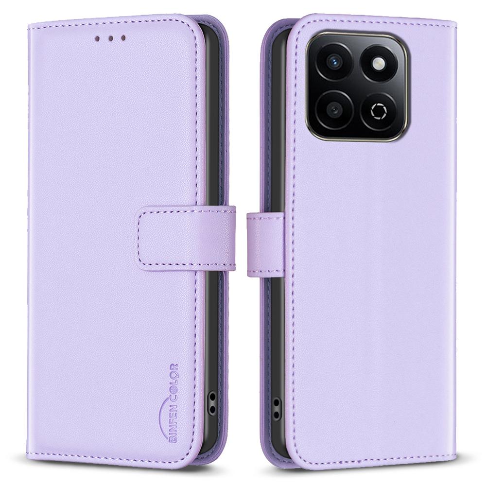 

BINFEN COLOR BF17 For Honor X7c 4G/200 Smart 5G Case Wallet Folio Flip Leather Cover Purple