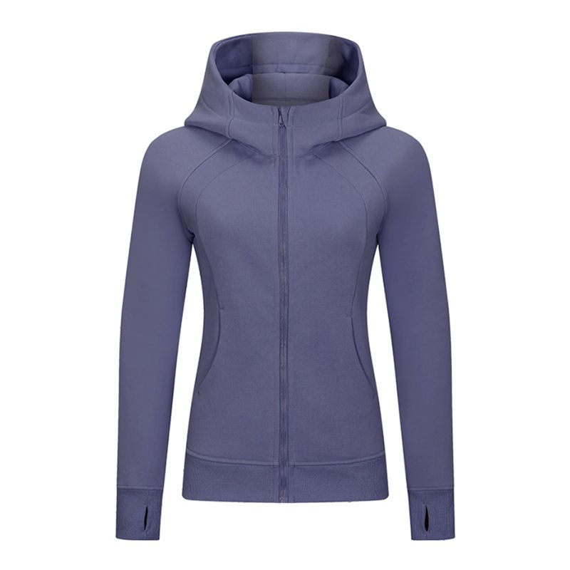 Waist-Tight Thin Yoga Wear Fall and Winter Running Jacket Workout Top Silm Hooded Cardigan Sweater Female Fleece-lined Thickened