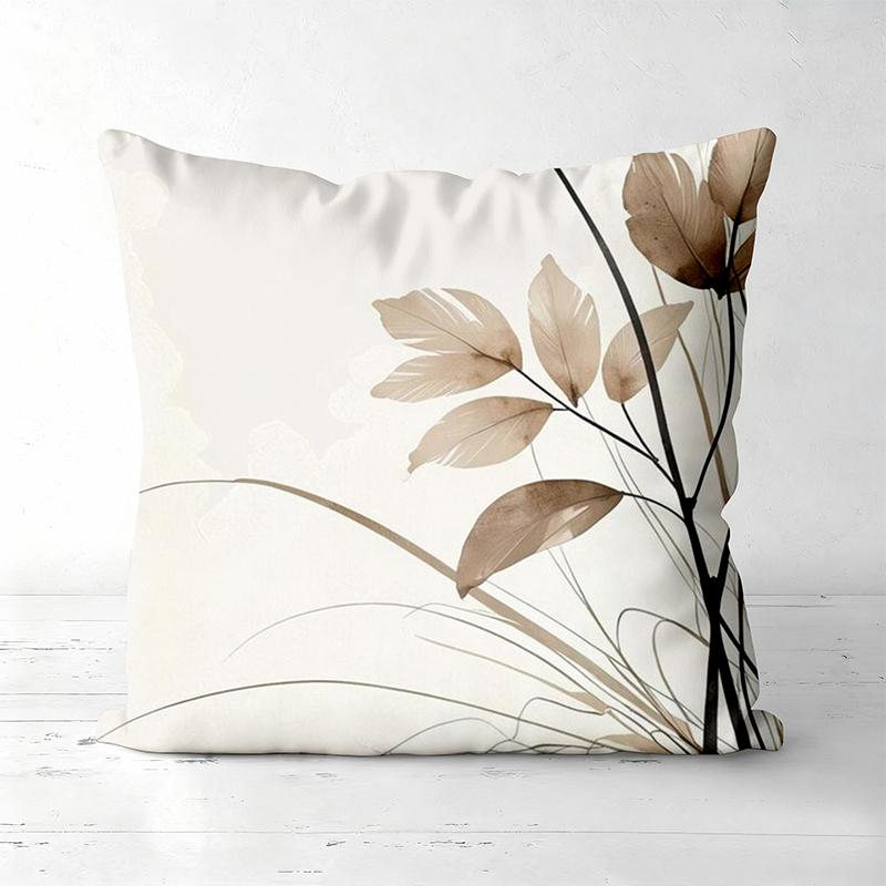 Floral Leaf Patterned Cushions For Modern Home Decor Polyester Pillowcase, Sofa Decorative Cushion Cov Headboard Pillow