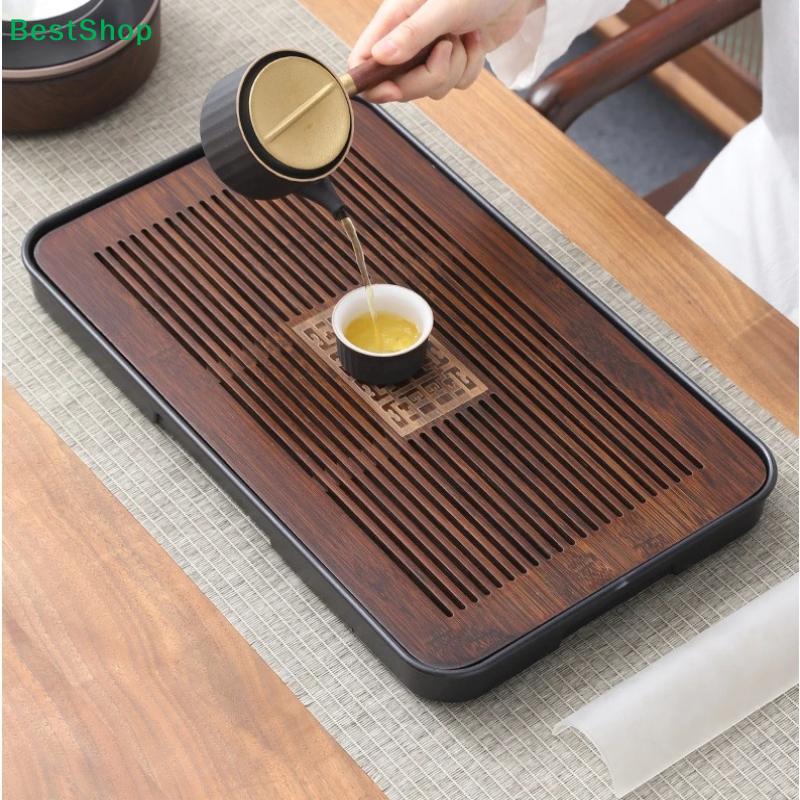 Teetablett Teegeschirr Kung Fu Teegeschirr Geschnitzter Tisch Schubladenauszug-Stil Lagerung & Entwässerung Teetablett Vintage Heimdekoration