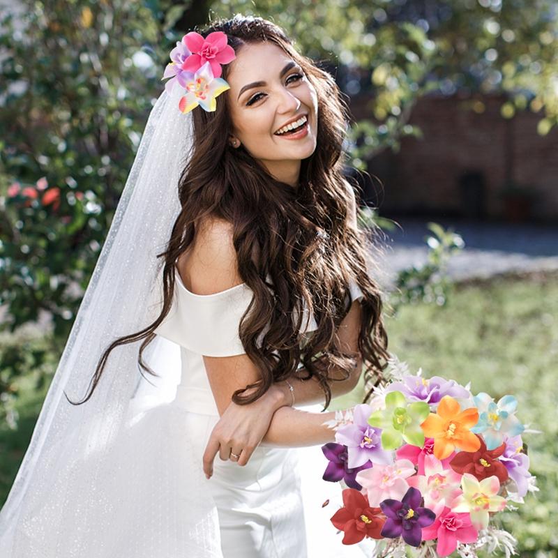 5/10/20Pcs 8cm Artificial Flowers Head Silk Orchid Flowers for DIY Wedding Party Craft Home Decoration Wreath Accessories