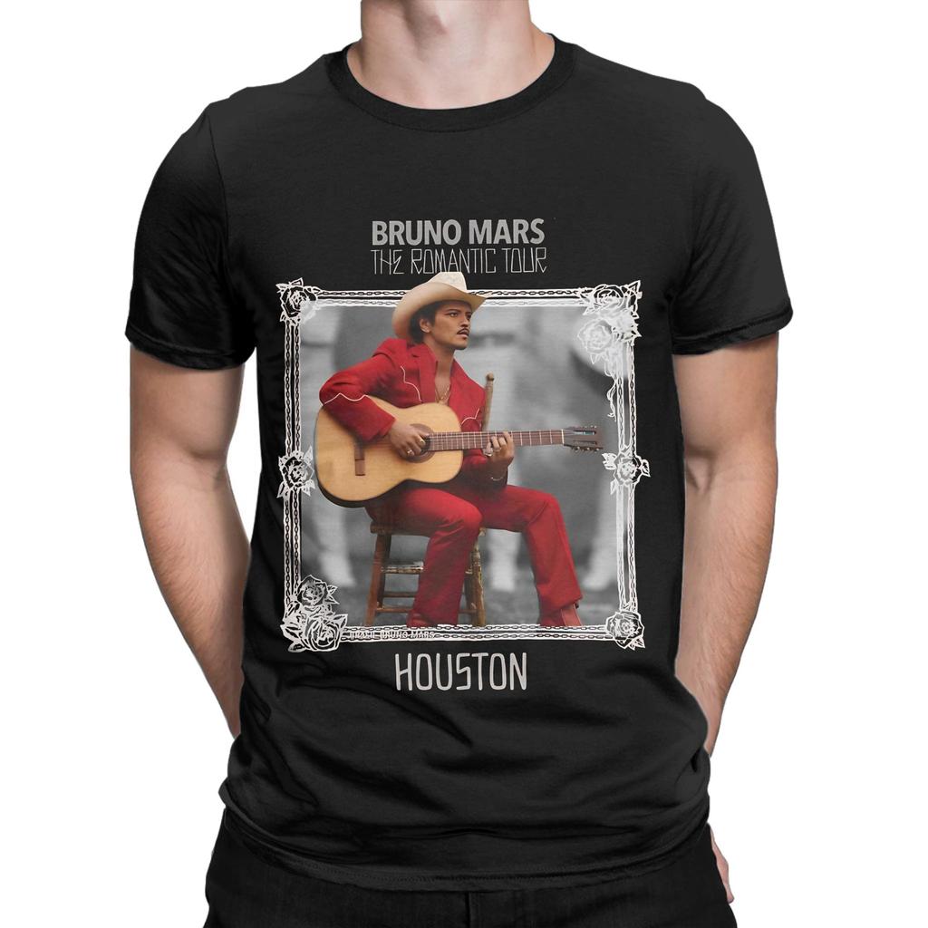 The Romantic Tour Houston Edition Novelty 100% Cotton T-Shirt Bruno Mars Tees Tops For Men