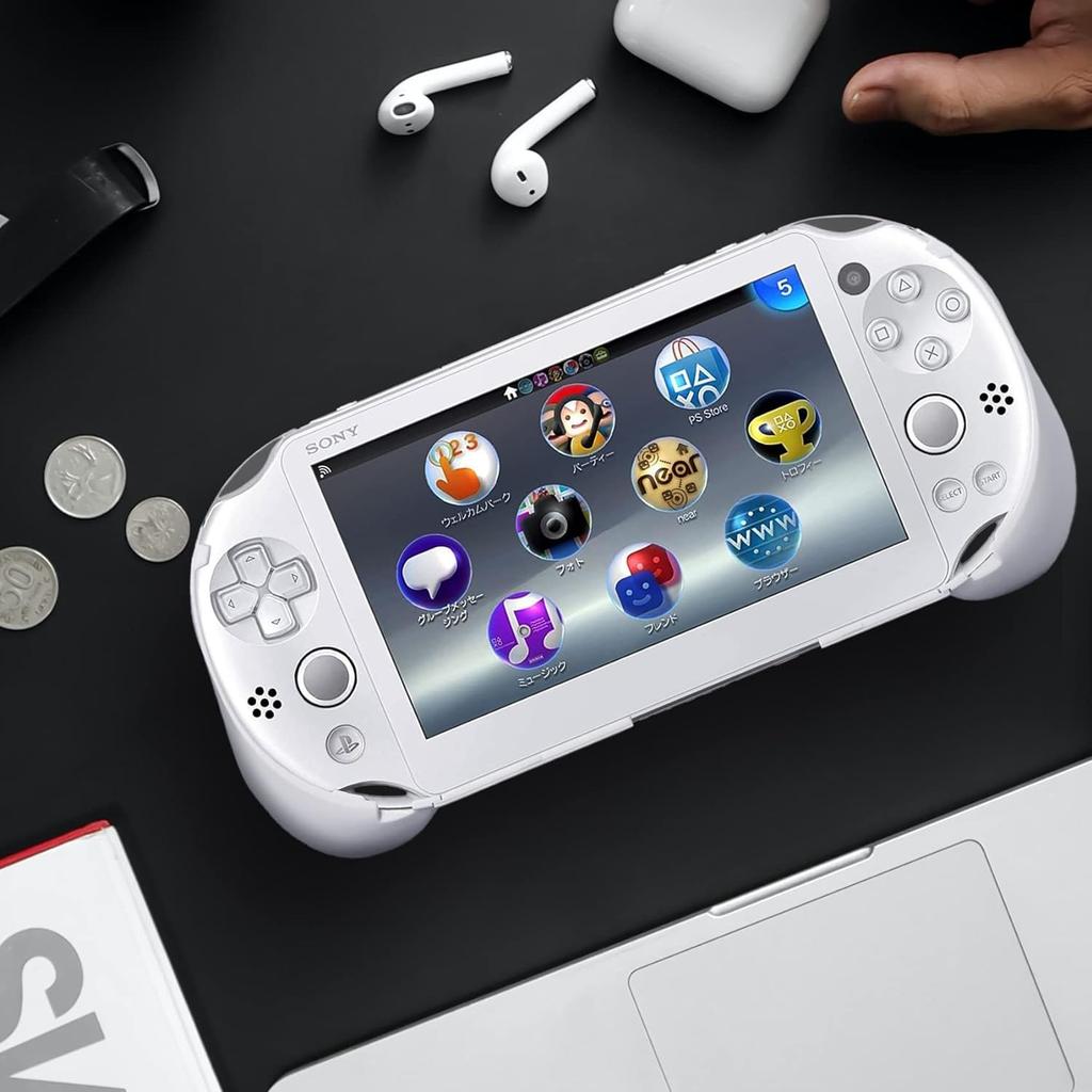 YOIQI Grip Handle Joypad Protective Case with L2 R2 Trigger Button Grip Holder for PS Vita PSV and PS 2000, 2000, (White)
