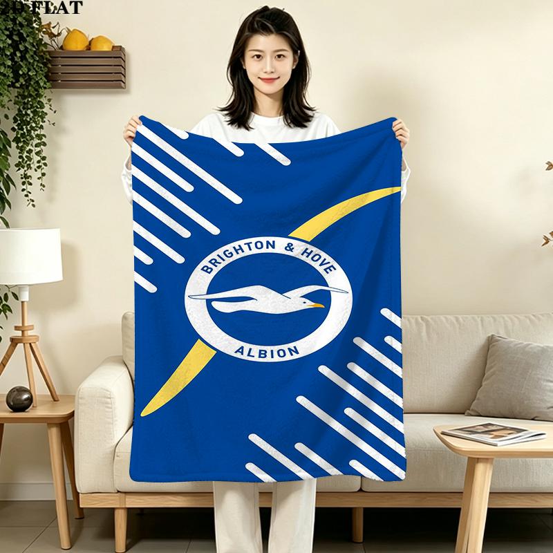 Brighton & Hove Albion FC Print Flannel Blanket High Quality Warm Comfortable Cover for All Seasons Perfect for Gifts Home Decor
