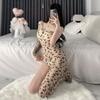 Sexy Lingerie Sexy Onesie Flirting Open-file Tethered Seduction Bed Passionate Hot Leopard Print Mesh Suit Women