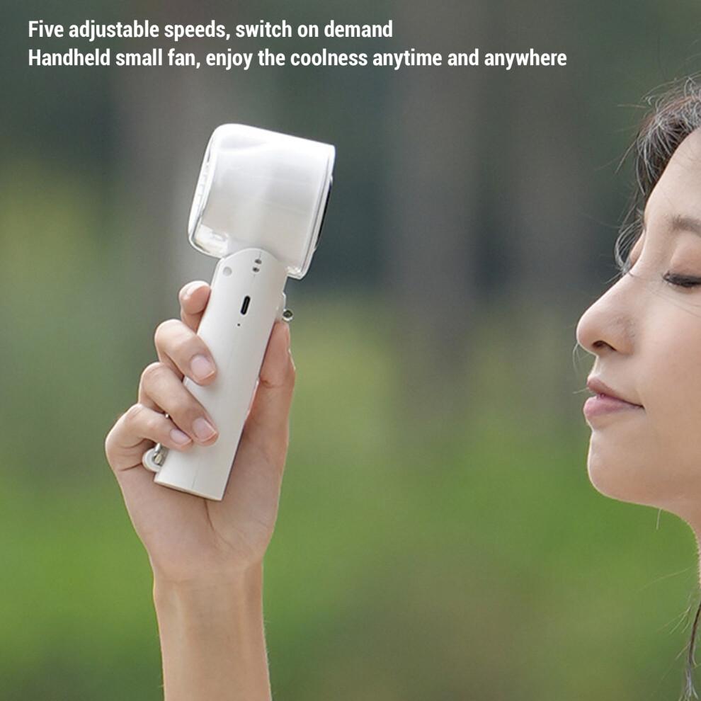 Rechargeable Portable Handheld Fan 5-Speed, 3600mAh, 162mm White