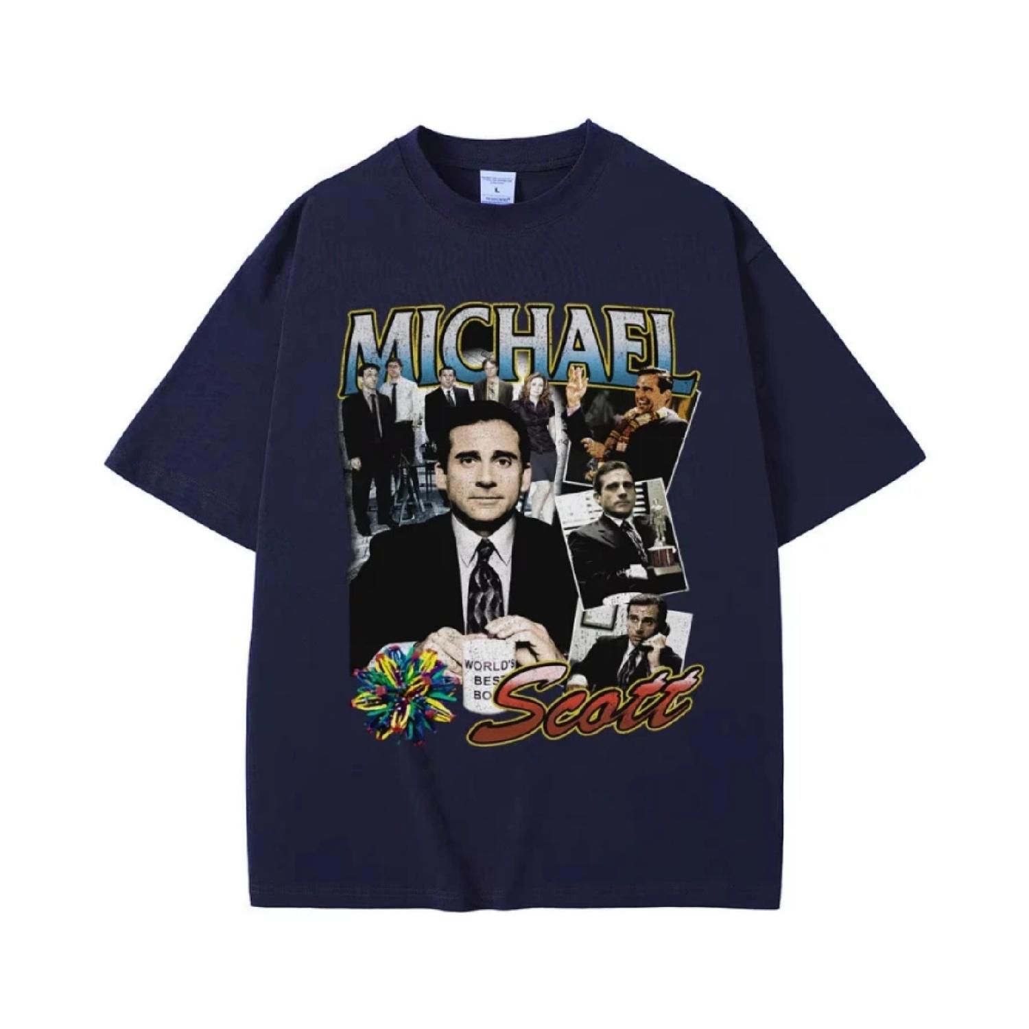

Michael Scott Graphic T-shirt Tv Series The Office Dwight Schrute Jim Halpert Print T-shirts Men Women Vintage Oversized T Shirt S чёрный