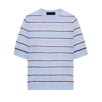 2026 Summer Women's Slim-fit Blouse, Lightweight Short-sleeved Round Neck Striped Casual Style, Comfortable and Breathable