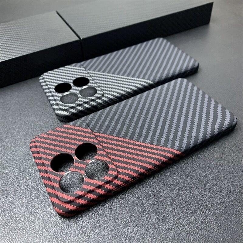 Funda Para POCO X6 Pro Carcasa Patrón de Textura de Fibra de Carbono PC Dura Mate Para Xiaomi POCO X6Pro 5G Funda Delgada Parachoques Ultra Delgado