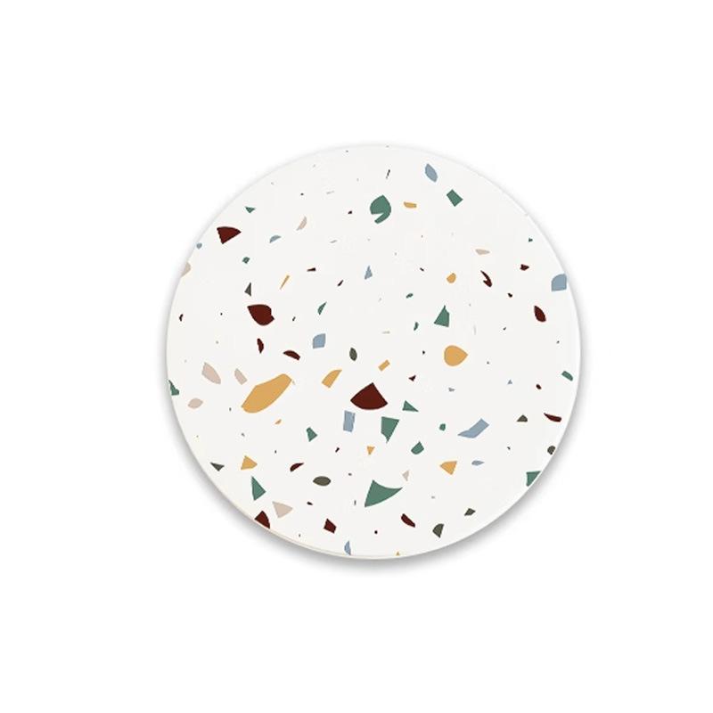 Round Plaid Hard Diatom Mud Coffee Tea Coaster Thermal Insulation Pad Office Non-slip Absorbent Pad