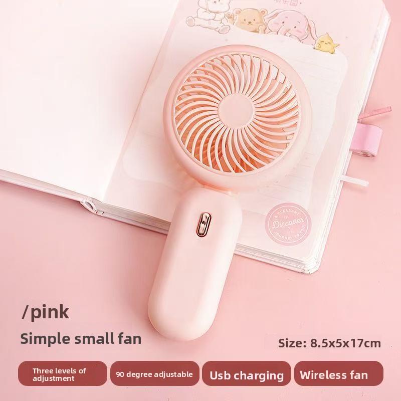 New Model Simple Folding Handheld Small Fan, USB Charging, Mini Portable for Students, Outdoor Handheld Small Fan E99 розовый