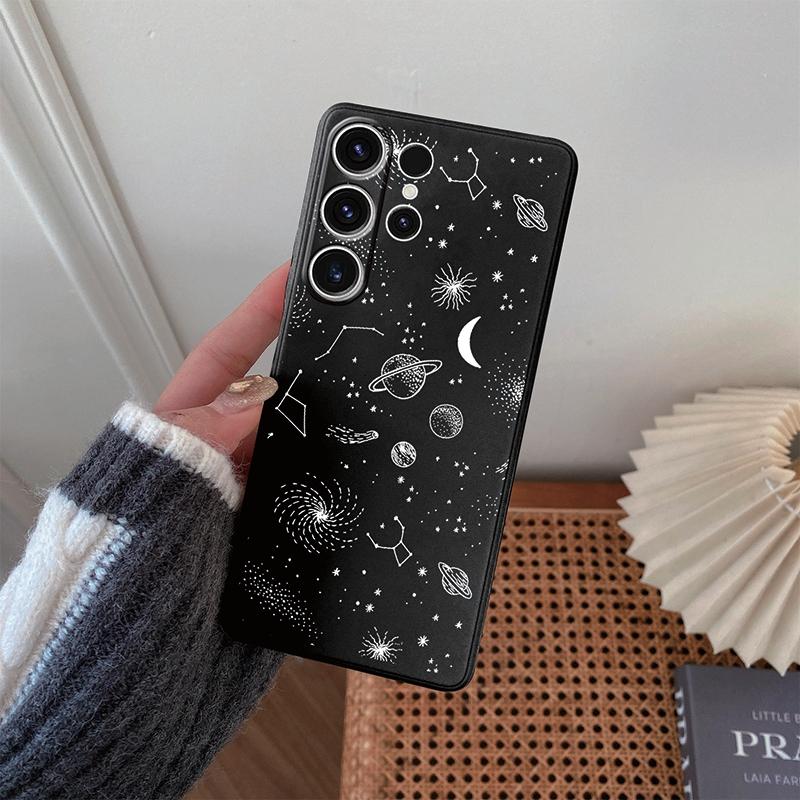 

Чехол Starry Sky Lines для iPhone Samsung A55 M34 S24 Xiaomi Redmi 13 Pro 14C Huawei Honor, противоударный бампер для телефона, черный матовый чехол из ТПУ с защитой от царапин Samsung Galaxy S24 Ultra