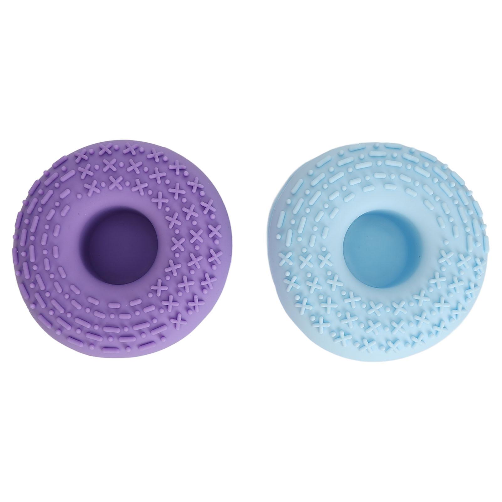 

2pcs Makeup Brushes Cleansing Bowl Cute Shaped Soft Silicone Cosmetic Brushes Washing Tool Blue Purple