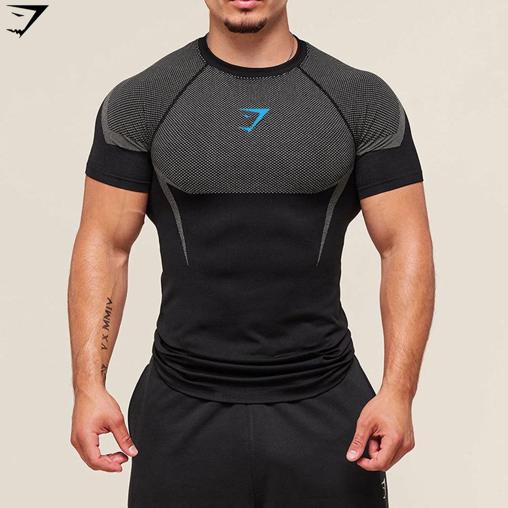 GYMSHARK Men's Quick-Dry Breathable Compression Short Sleeve T-Shirt