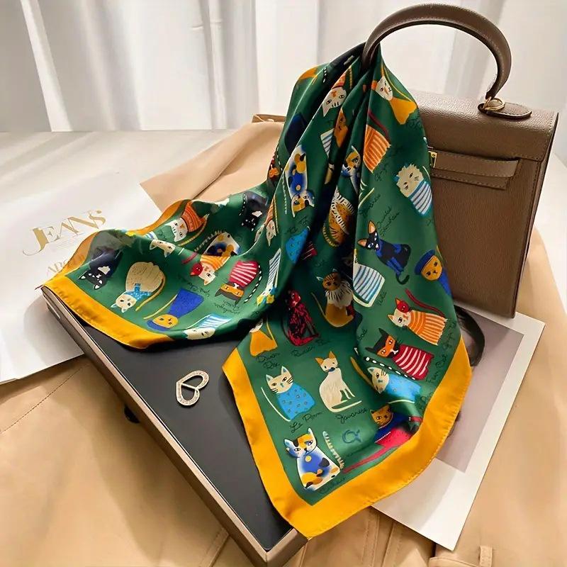 High-End Retro Korean-Style Silk Square Scarf: Versatile Fashion Accessory for Women