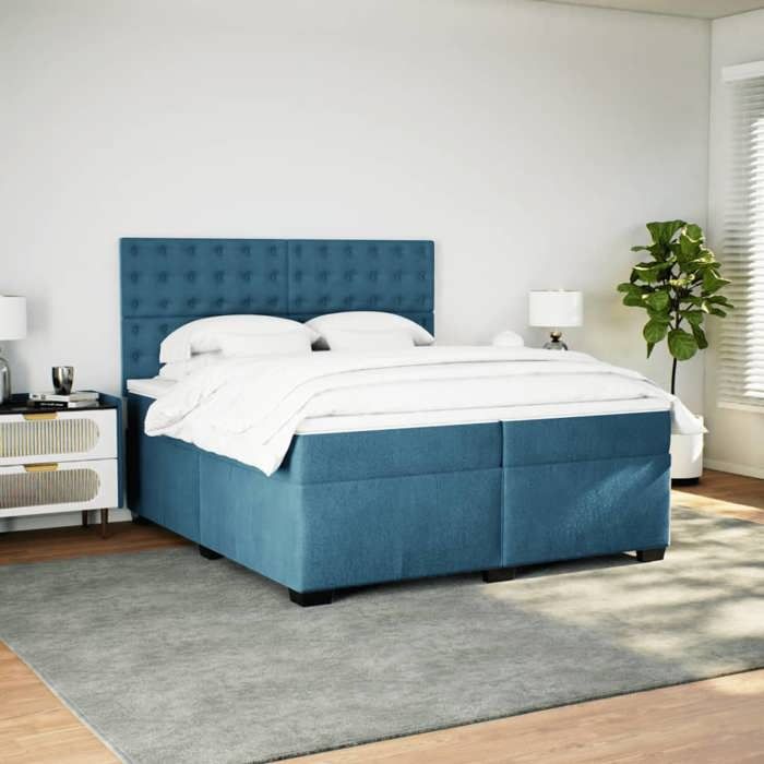 Maison Exclusive - Sommier à lattes de lit et matelas Bleu 200x200 cm velours