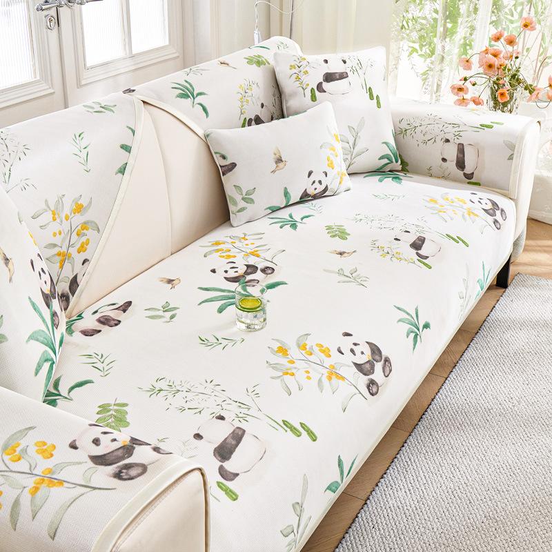 Summer Cool Ice Silk Printed Sofa Cushion Anti Slip Sofa Cover Seat Slipcovers Cloth Napkin