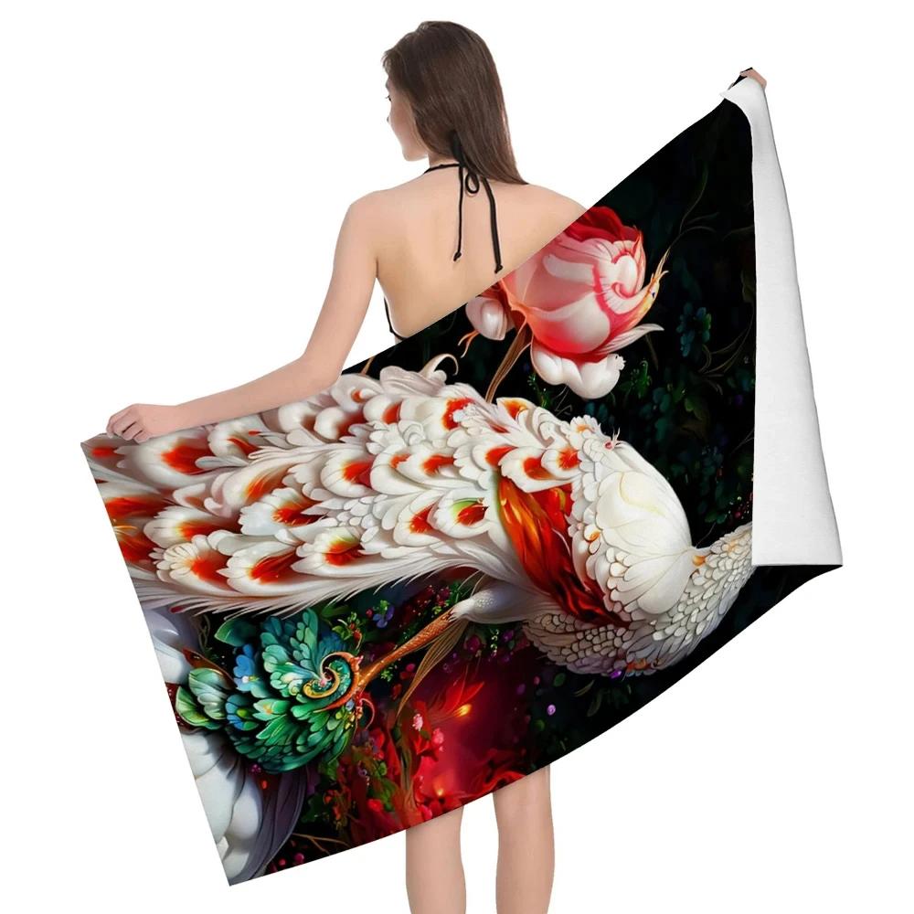 Peacock Animal Beach Towel Quick Dry Bath Towels Absorbent Swim Travel Yoga Sport Camping Pool Towels For Kids Teens Adults
