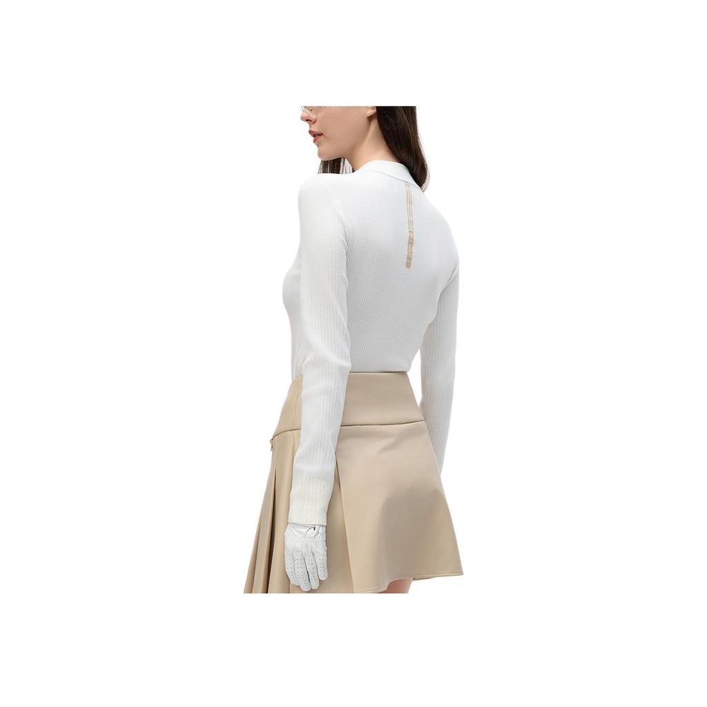 Fila Golf Series Sport Minimalist Half-Zip Long Sleeve Knit Top Women Tops Jade-White A11W445405F-WT
