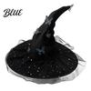 Black Cosplay Hats Glitter Sequins Halloween Hat Witch for Women Women Large Mesh Wizard Reusable Dressing Props with Butterfly