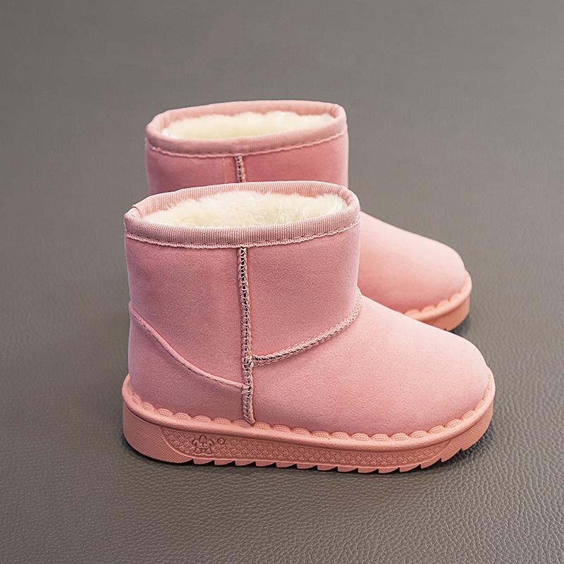 Children Snow Boots Leisure Thick Fur Platform Winter Kids Short Boot Four Colors Slip-on Unisex Concise Style Boys Girls Shoes