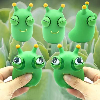 4PCS Funny Eyeball Burst Squeeze Toy Green Eye Caterpillar Pinch Toys Adult Kids Stress Fidget Toy Creative Decompression Toy