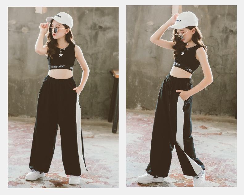 Dívčí černý crop top na jazzový tanec s vysokým pasem